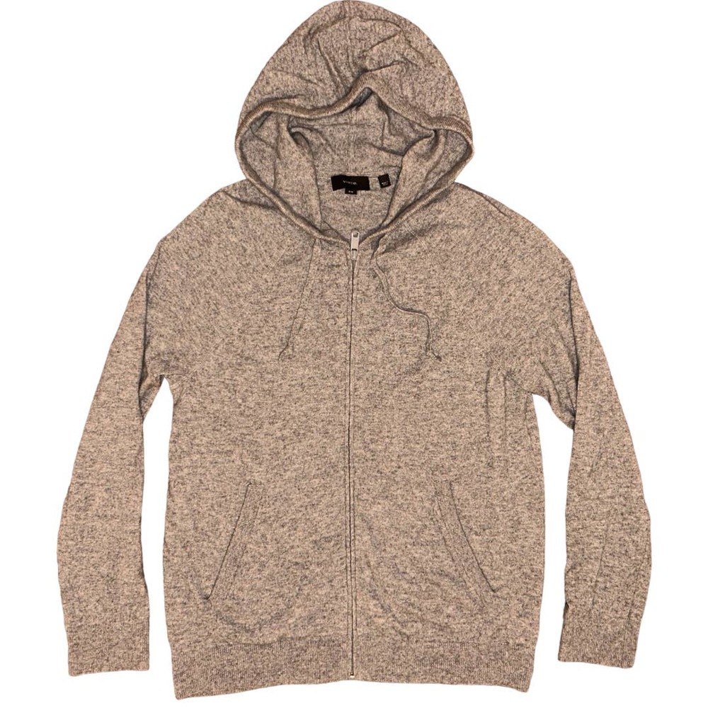 VINCE Mens Wool Cashmere Full Zip Hoodie Sweatshirt Medium Gray